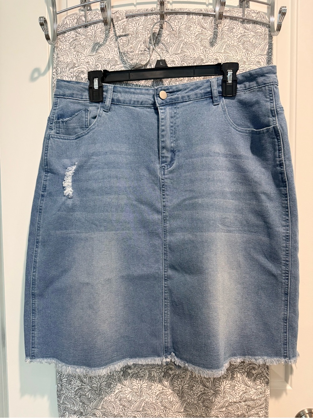 NWOT- Classic Blue Stretch Denim Mini Skirt, Size 1X